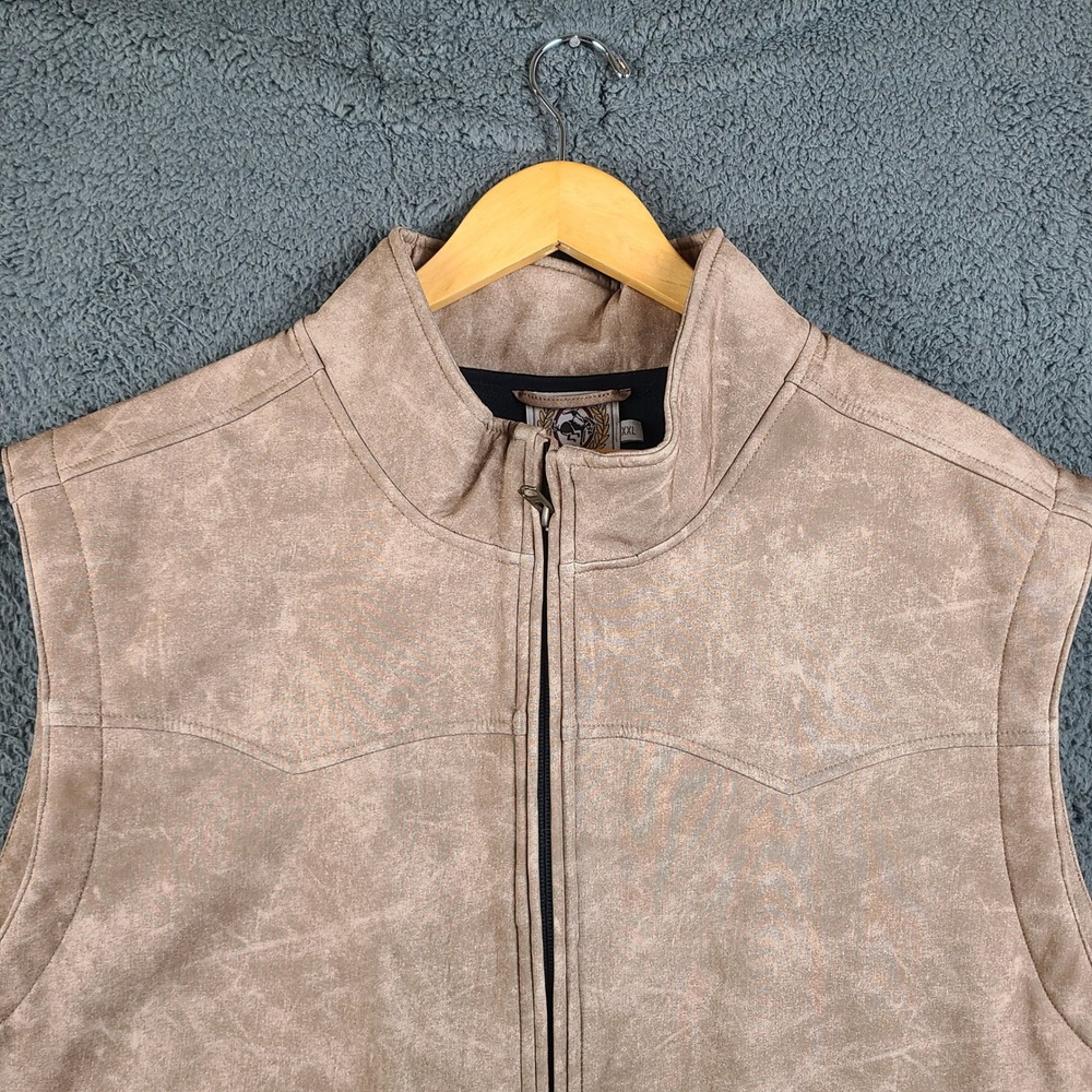 Cinch Concealed Carry Vest Western Tan Faux Suede Full Zip Mens XXL - Picture 2 of 8